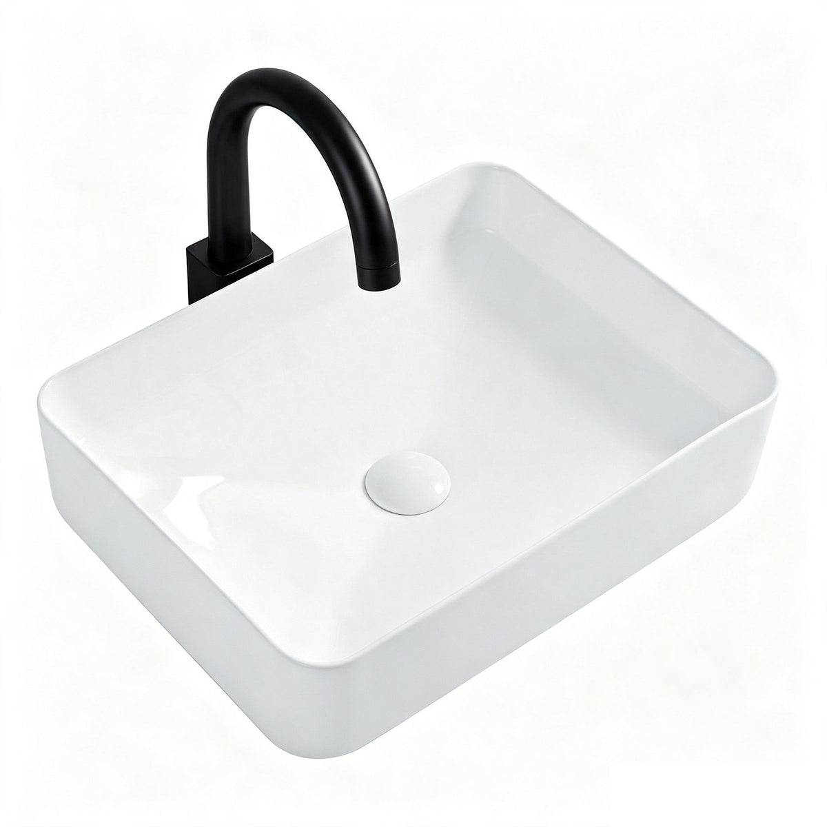 Rectangular Vessel Sink, Countertop Vanity Basin - White