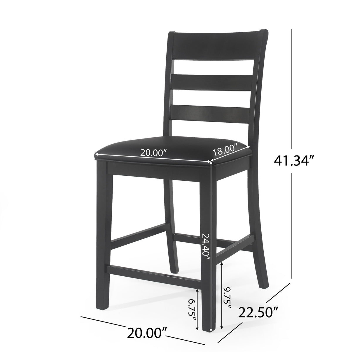 Farmhouse Upholstered Wood Counter Stools
