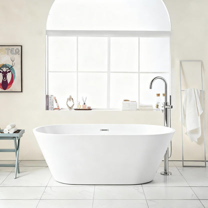 Gloss Freestanding Bathtub With Drain, Stand Alone Soaking Tub