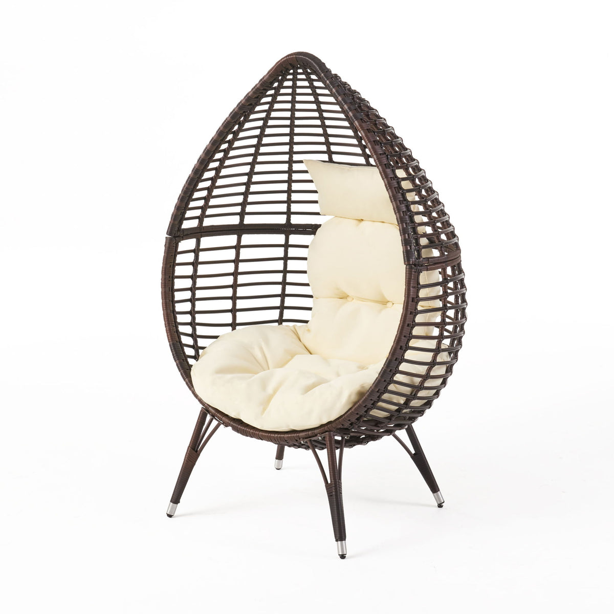 Cutter Teardrop Patio Chair With Water Resistant Cushion - Multi / Brown / Beige