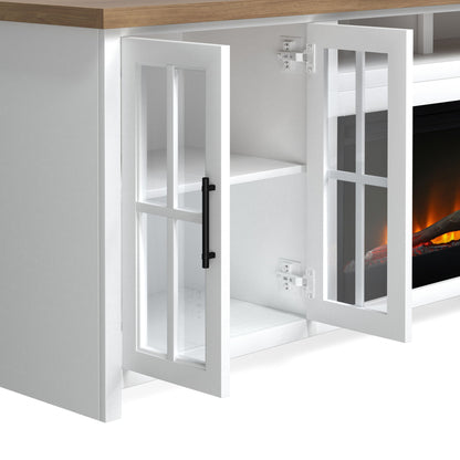Hampton - 97" Fireplace TV Stand - Jasmine Whitewash / Barnwood