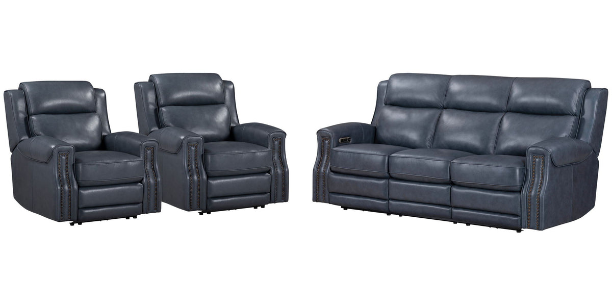 Hensley - Leather Power Reclining Sofa And 2 Recliners - Marina Dream