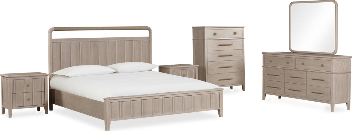 Camden - Five Drawer Oak Wood Chest - Chai