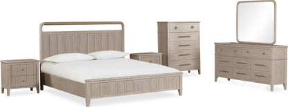 Camden - Five Drawer Oak Wood Chest - Chai