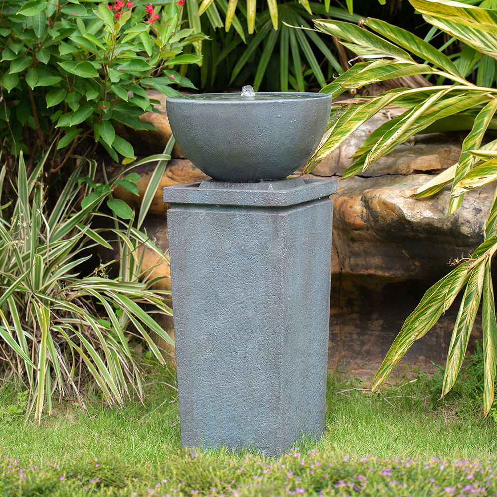 Zen Bowl Water Fountain, Outdoor Bird Feeder / Bath Fountains, Relaxing Water Feature For Garden
