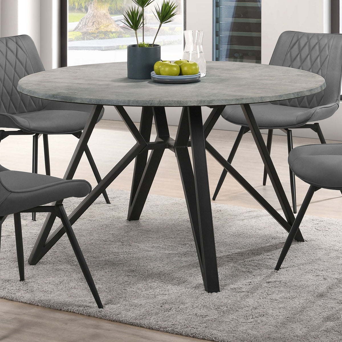Royceton - Top Dining Table Industrial Round Dining Table - Gray / Black