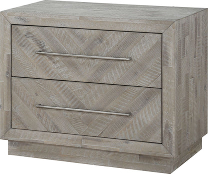 Alexandra - Solid Wood Two Drawer Nightstand - Rustic Latte