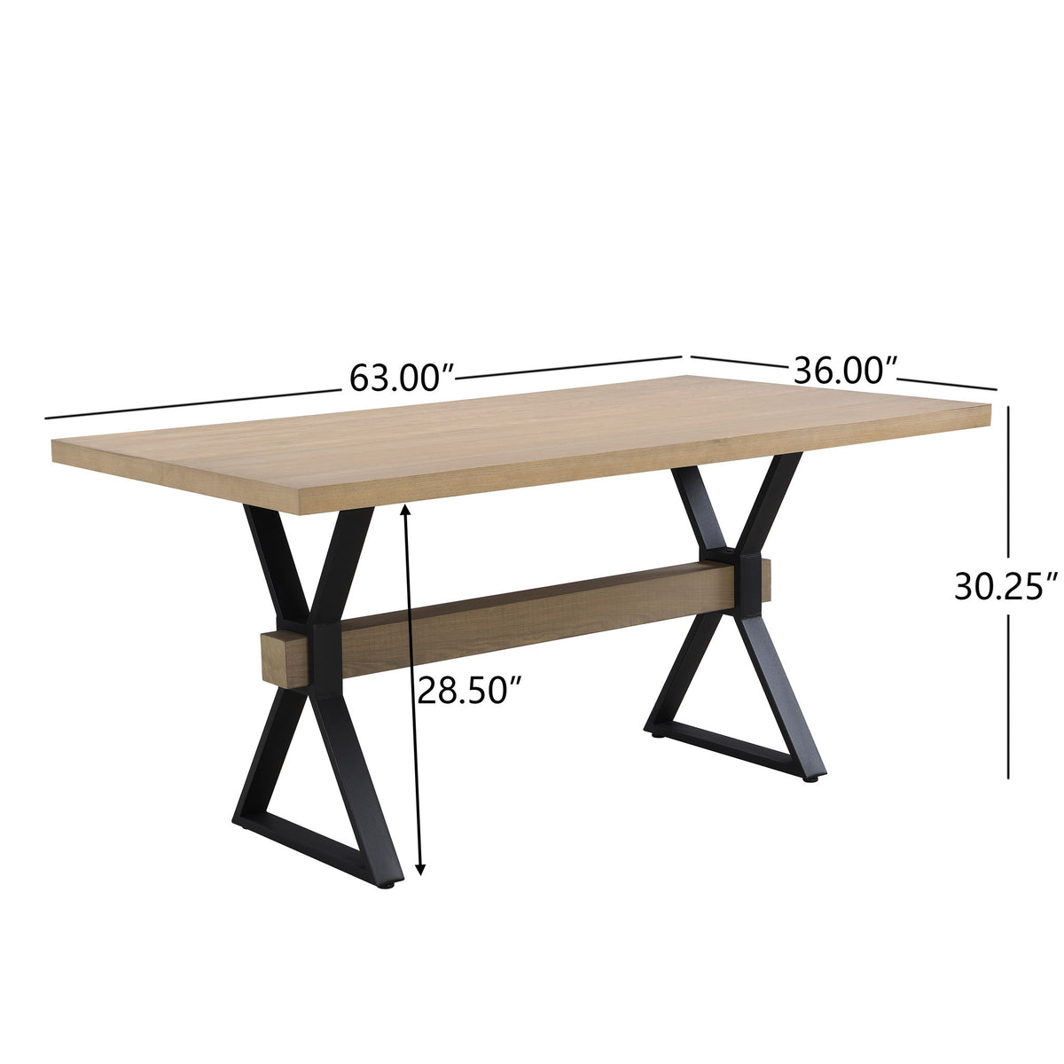 Elevated - Farmhouse Dining Table With X Shaped Legs - Light Ash