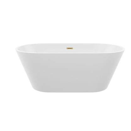 Gloss Freestanding Bathtub With Overflow And Pop Up Drain, Stand Alone Soaking Tub - Glossy White