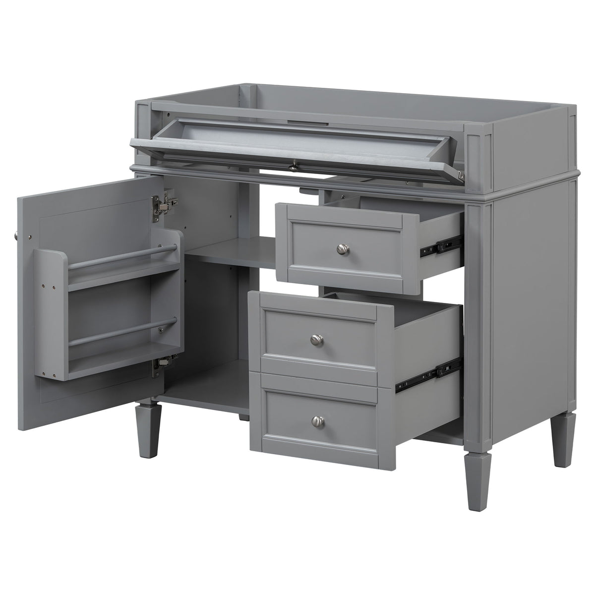 Bathroom Vanity With 2 Drawers And Tip-Out Drawer, Storage Cabinet