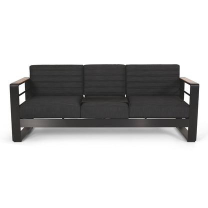 Giovanna - 3 Seater Sofa With Aluminum Frame And Water Repellence Cushions - Black