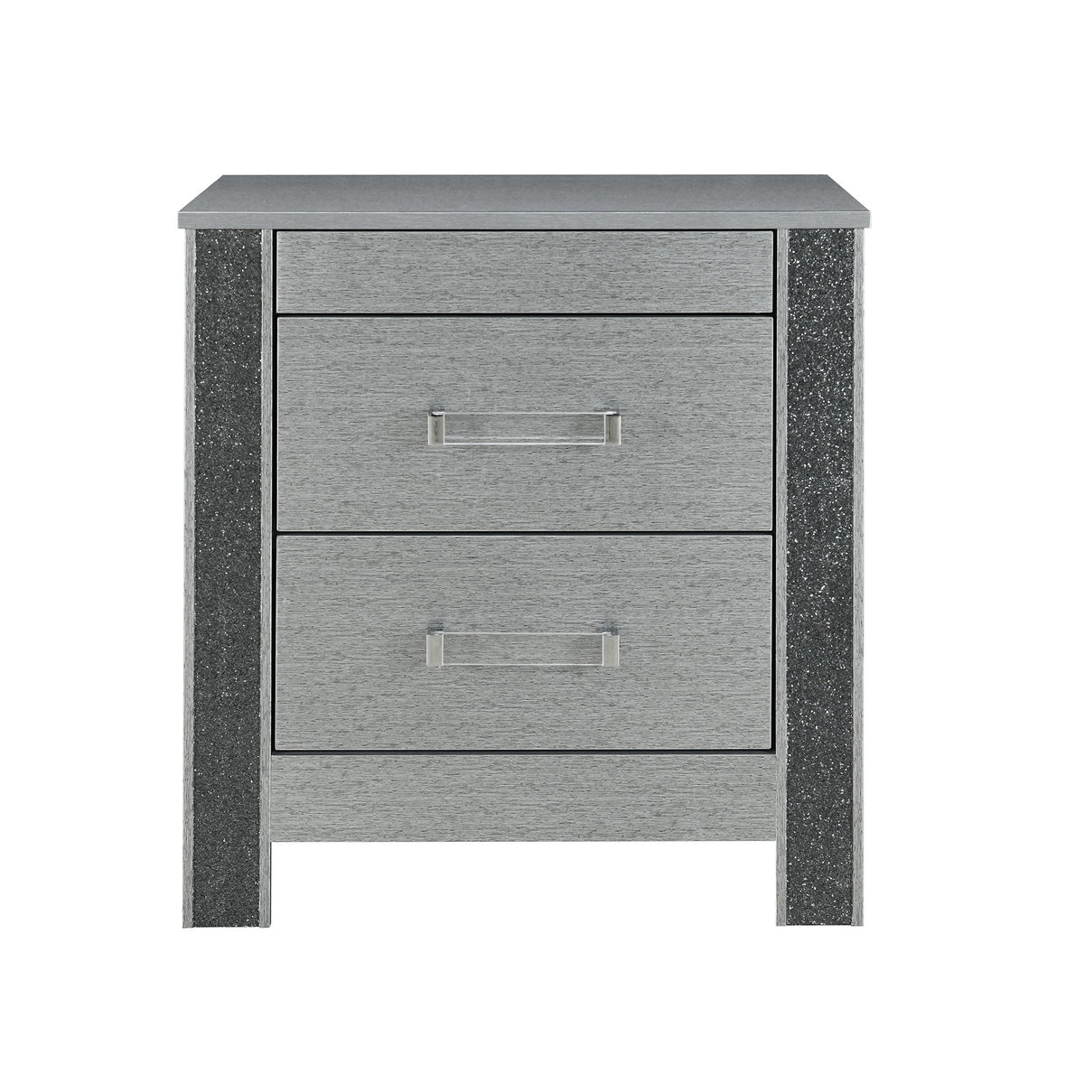 Lorenzo - Nightstand With Hidden Compartment And Handles - Silver