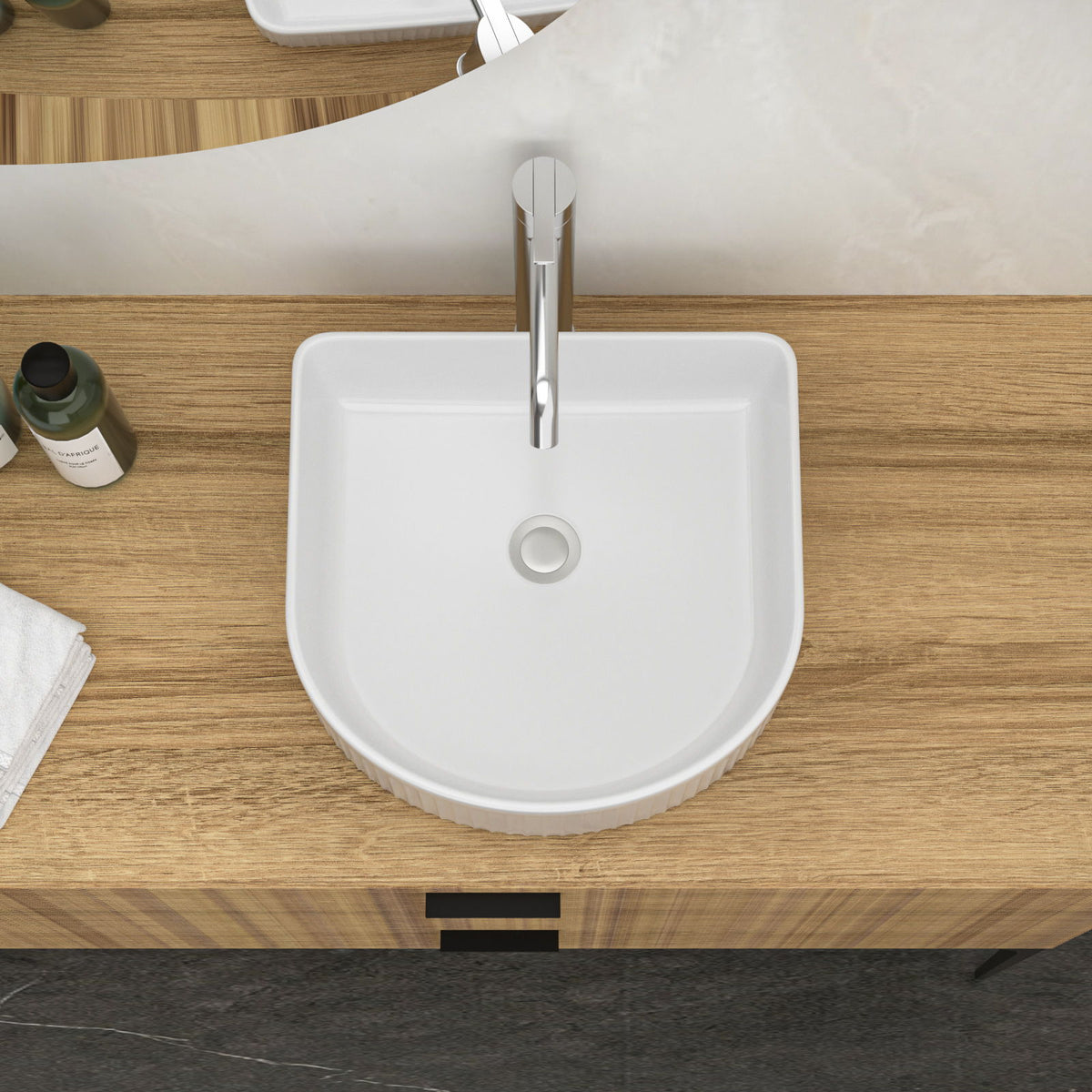Vessel Bathroom Sink With Design - White