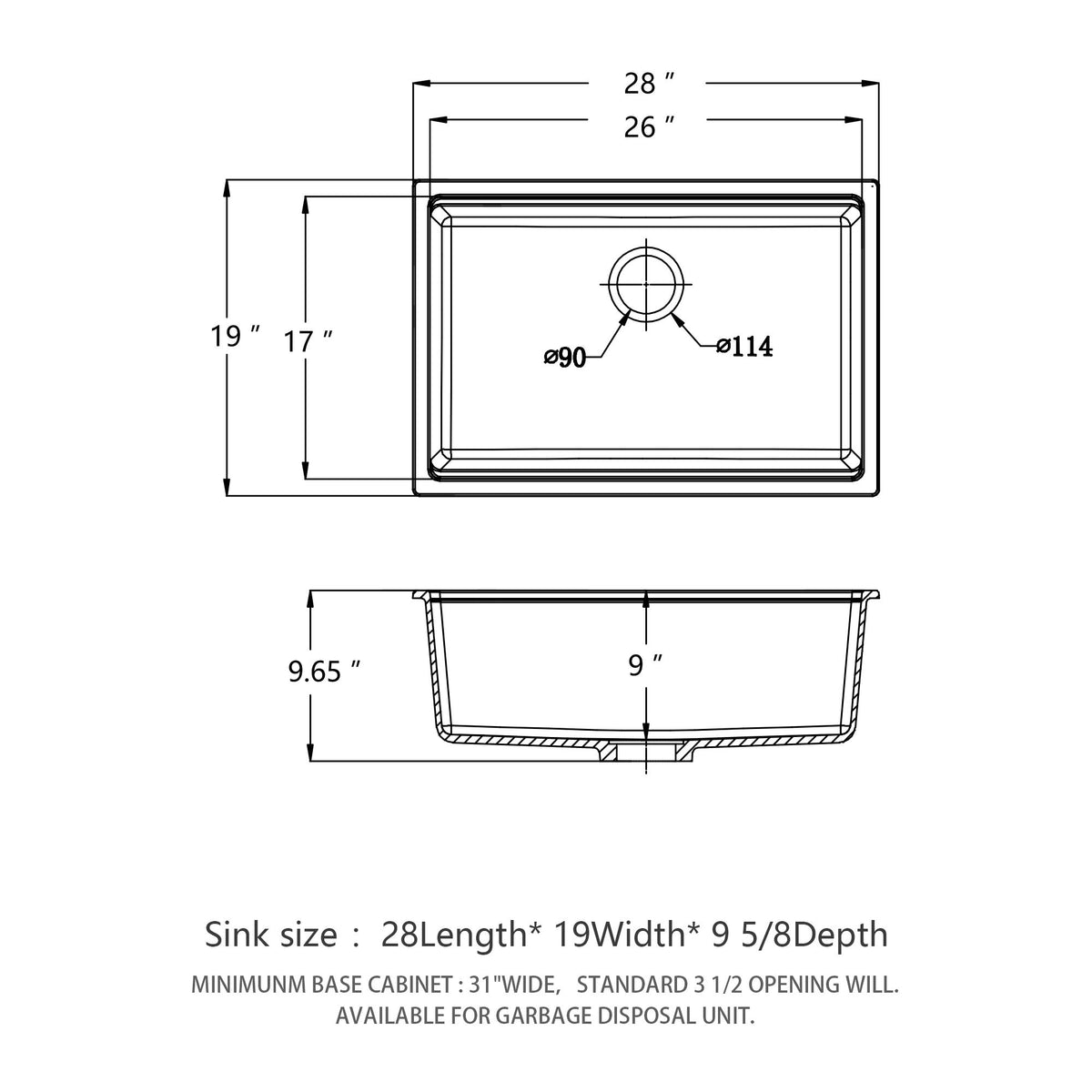 Quartz Kitchen Sink, Composite Workstation, Undermount