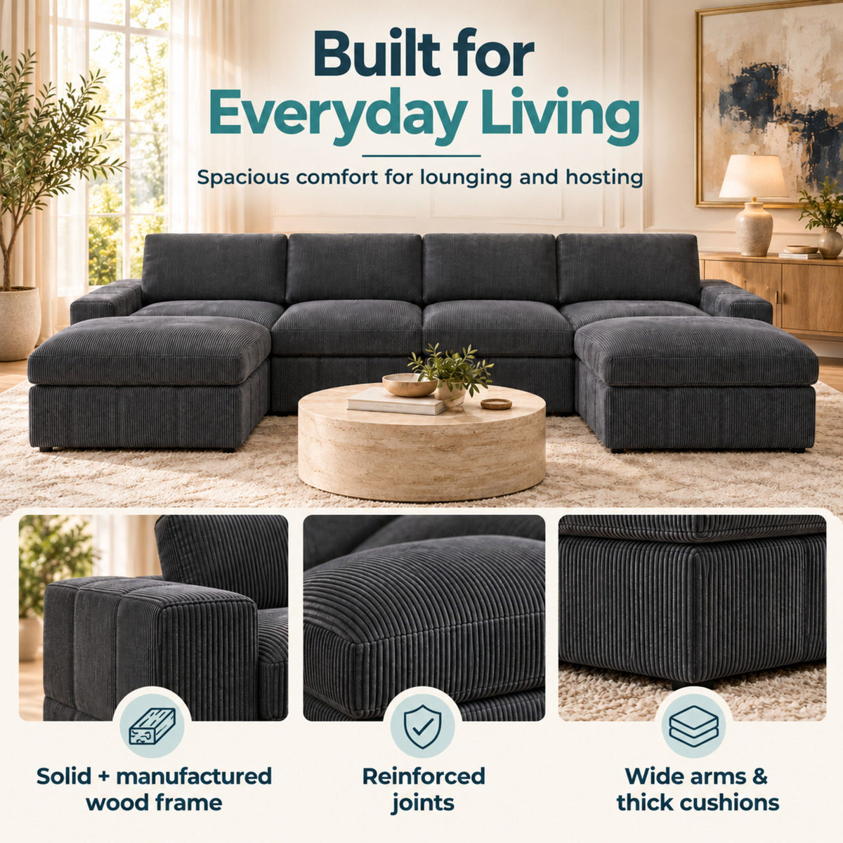 Modular Sectional Sofa, Reversible Set