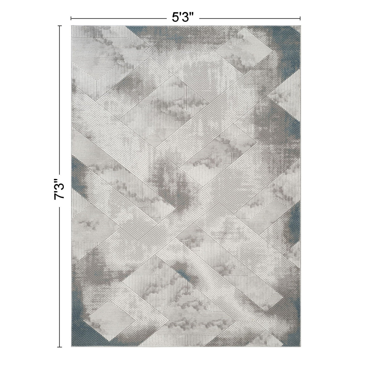 Geometrix - 5'3" X 7'3" Area Rug With Geometric 3D Effect - Ivory / Gray