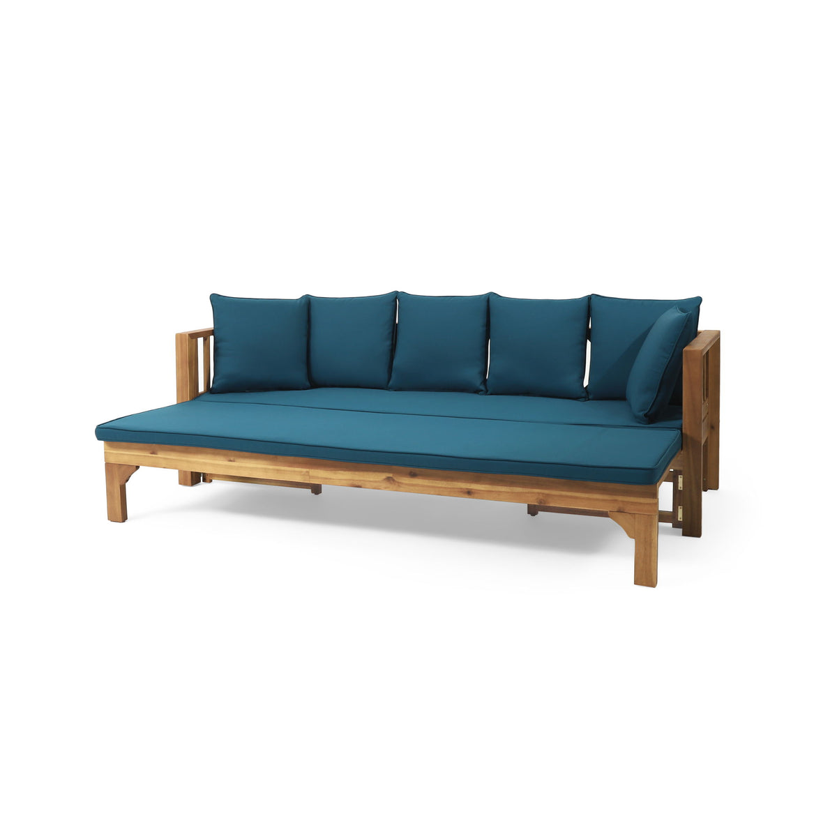 Outdoor Daybed With X-Shaped Panel Backrest And Armrests - Teak