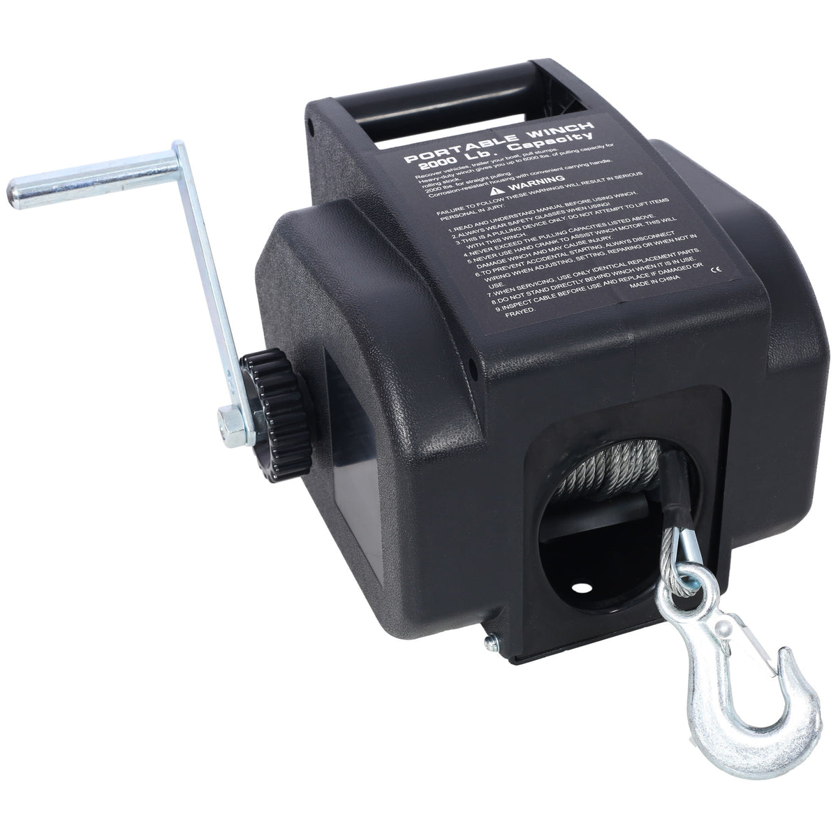 Reversible Electric Trailer Winch For Boats Up To 5000 Lbs With Galvanized Wire Rope And Casing - Black