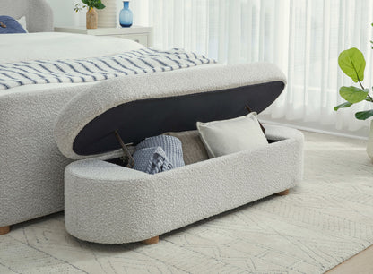 Virgil Kiki - Upholstered Hinged Storage Bench - Cotton Ball Boucle (2026)