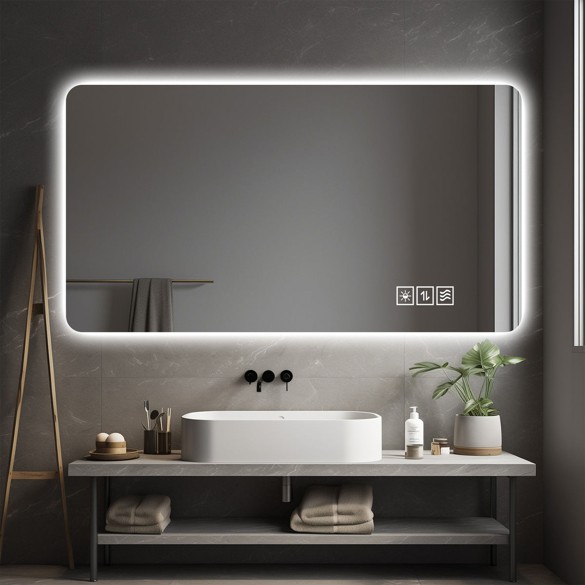 Wall Mounted Bathroom Full Length Makeup Mirror With 3 Color Lighting - Clear