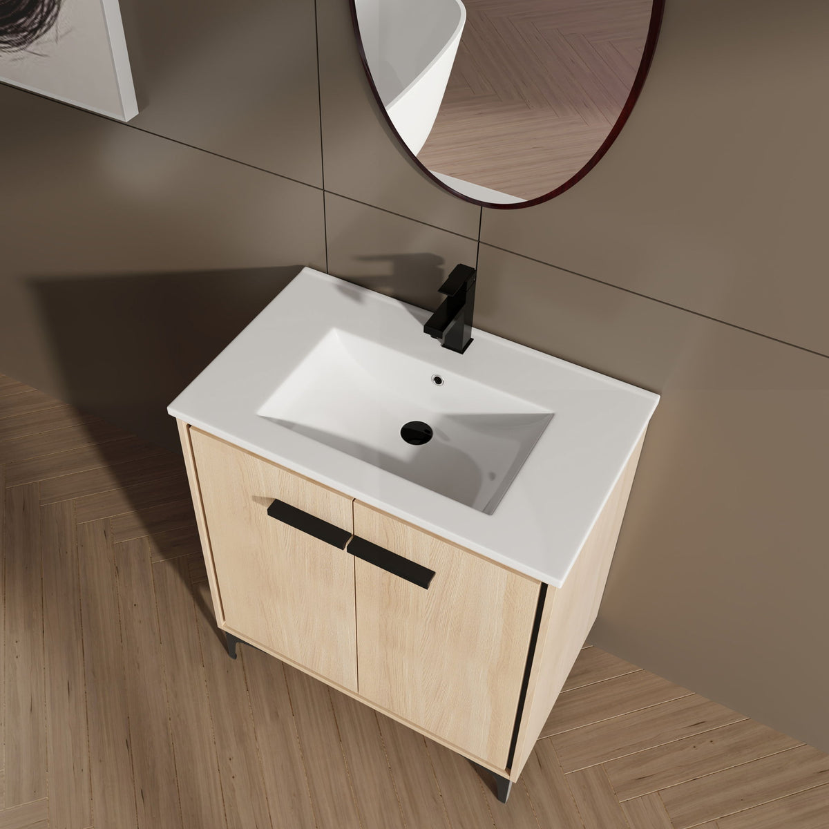 Modern Bathroom Vanity Base With Basin And Storage Cabinet