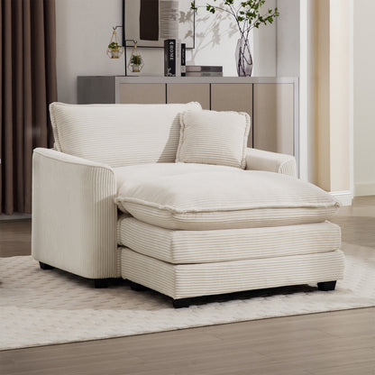 Classic Modern Comfortable Single Chair Deep Seat Sofa With Footstool