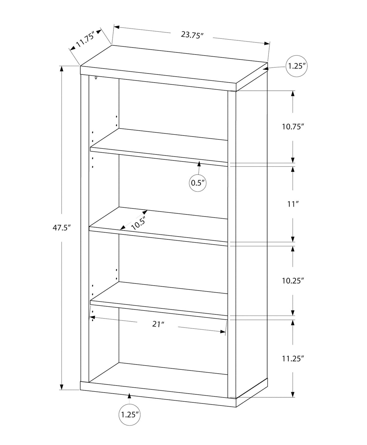 Bookshelf, 5 Tier For Office