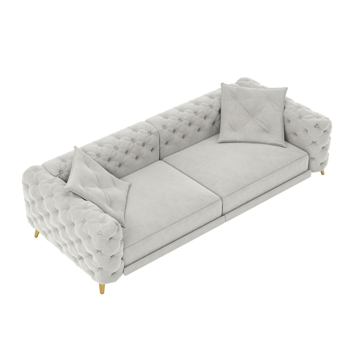 3 In 1 Convertible Sleeper, Deep Seat Pull Out Sofa Bed, Button Tufted