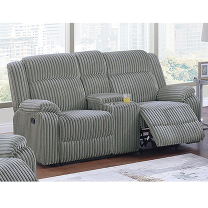 Motion Loveseat With Console Reclining Couch Plush Textured Seat - Smoke