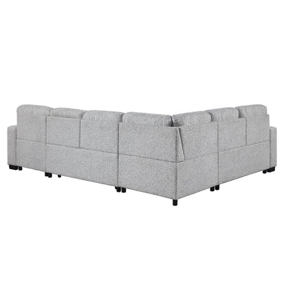 Giza - Modular Sectional Sofa With Sleeper, Storage, USB Charging - Gray