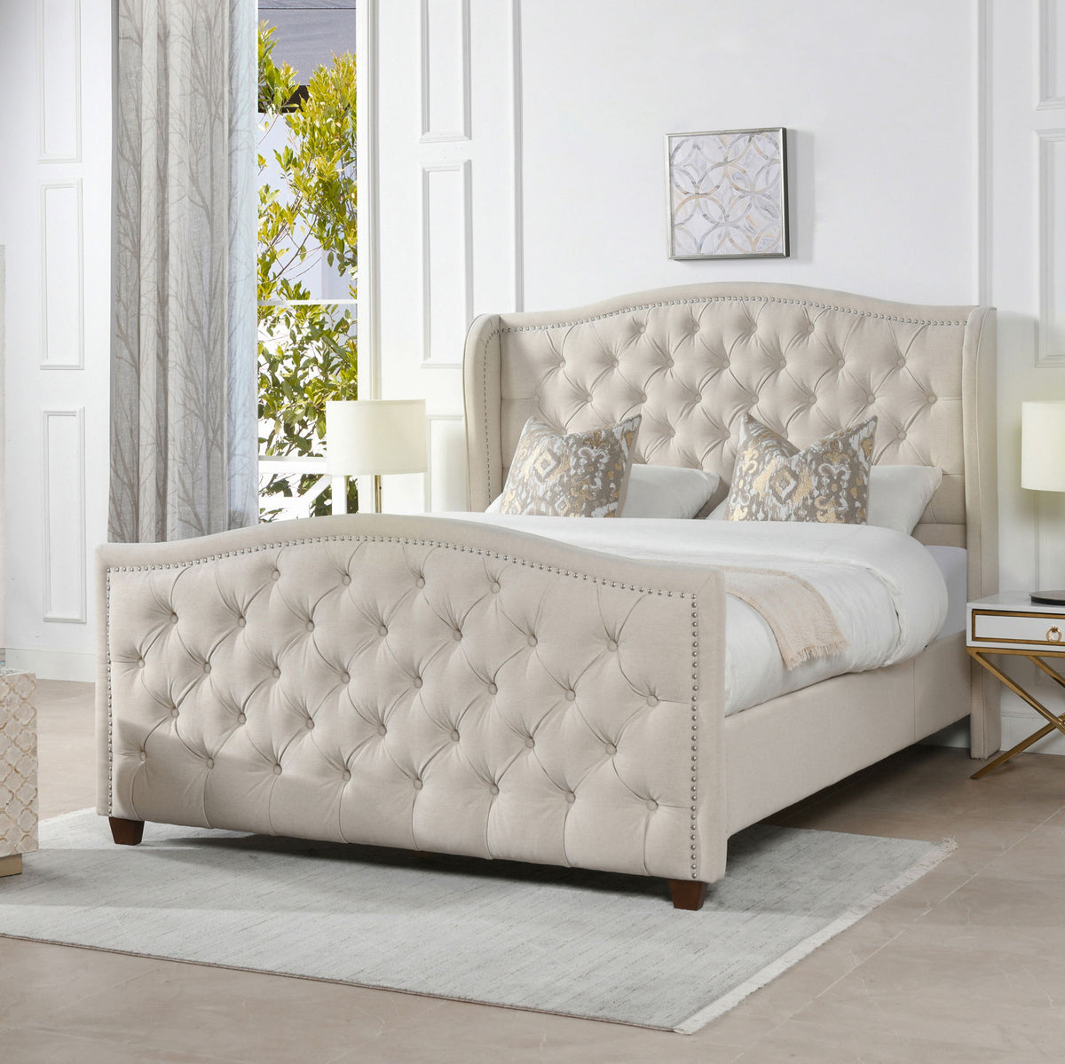 Marcella - Upholstered Shelter Headboard Bed