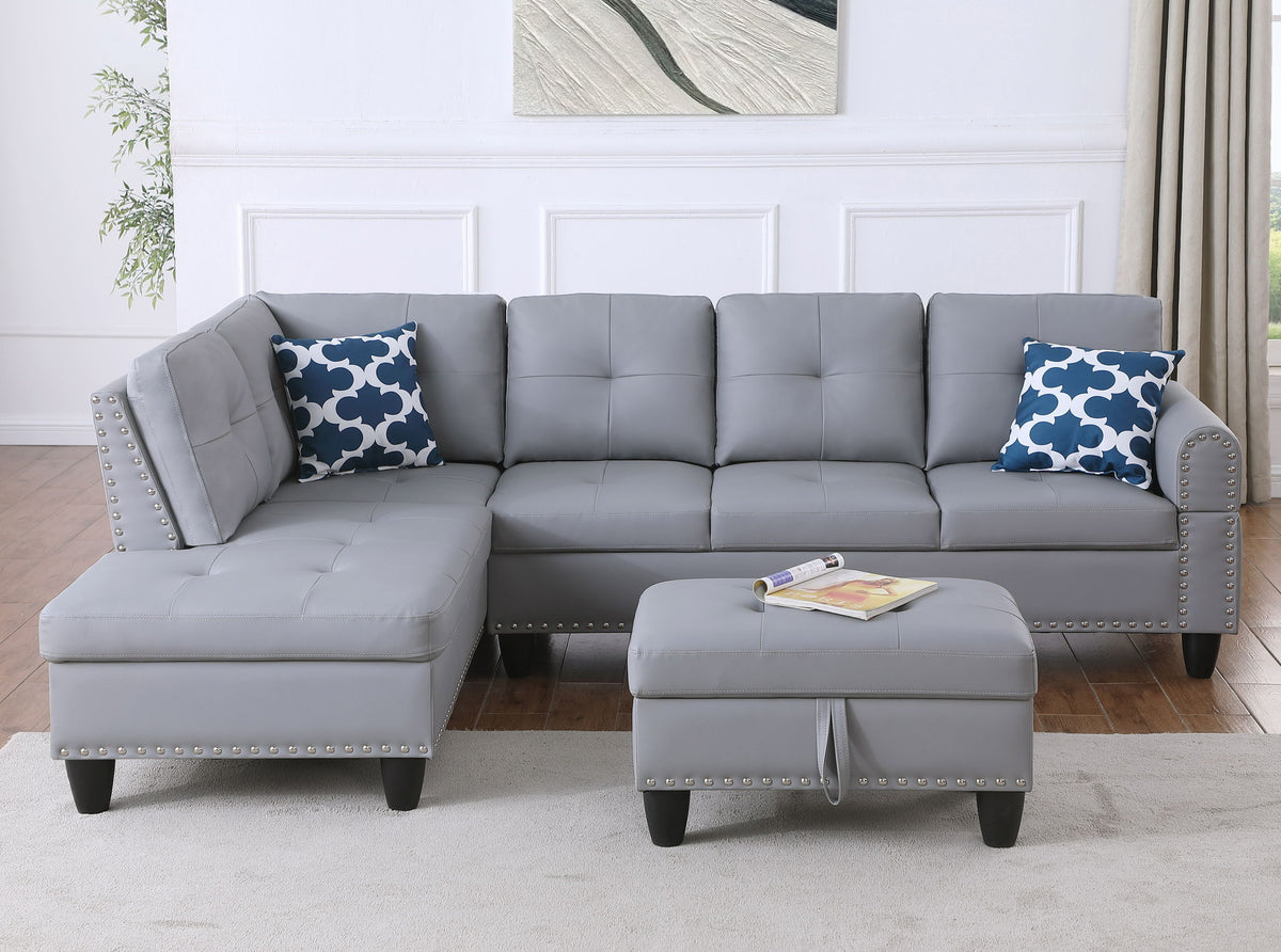 Irine - Sectional Sofa With Ottoman - Gray
