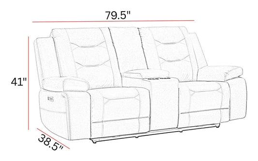 Caldwell - Power Console Loveseat P2 - Tahoe Fog