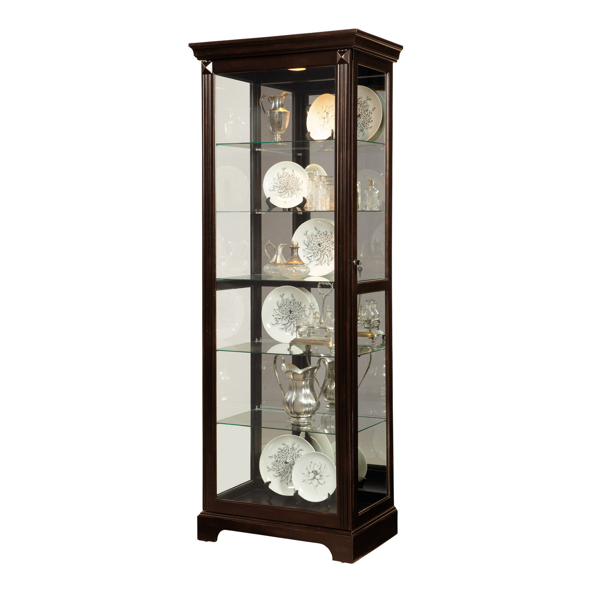 PFC Curios - Locking Slide Door 5 Shelf Curio Cabinet - Deep Cherry Brown