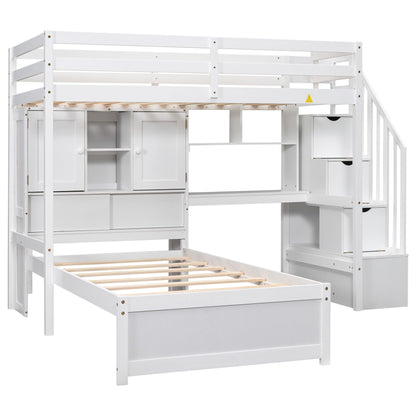 Loft Bed With Built In Desk And Staircase