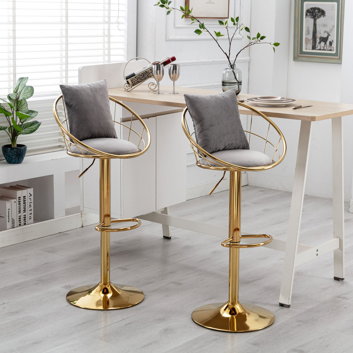 Unique Design Bar Chair, 360 Degree Rotation, Adjustable Height, Suitable For Dining Room And Bar
