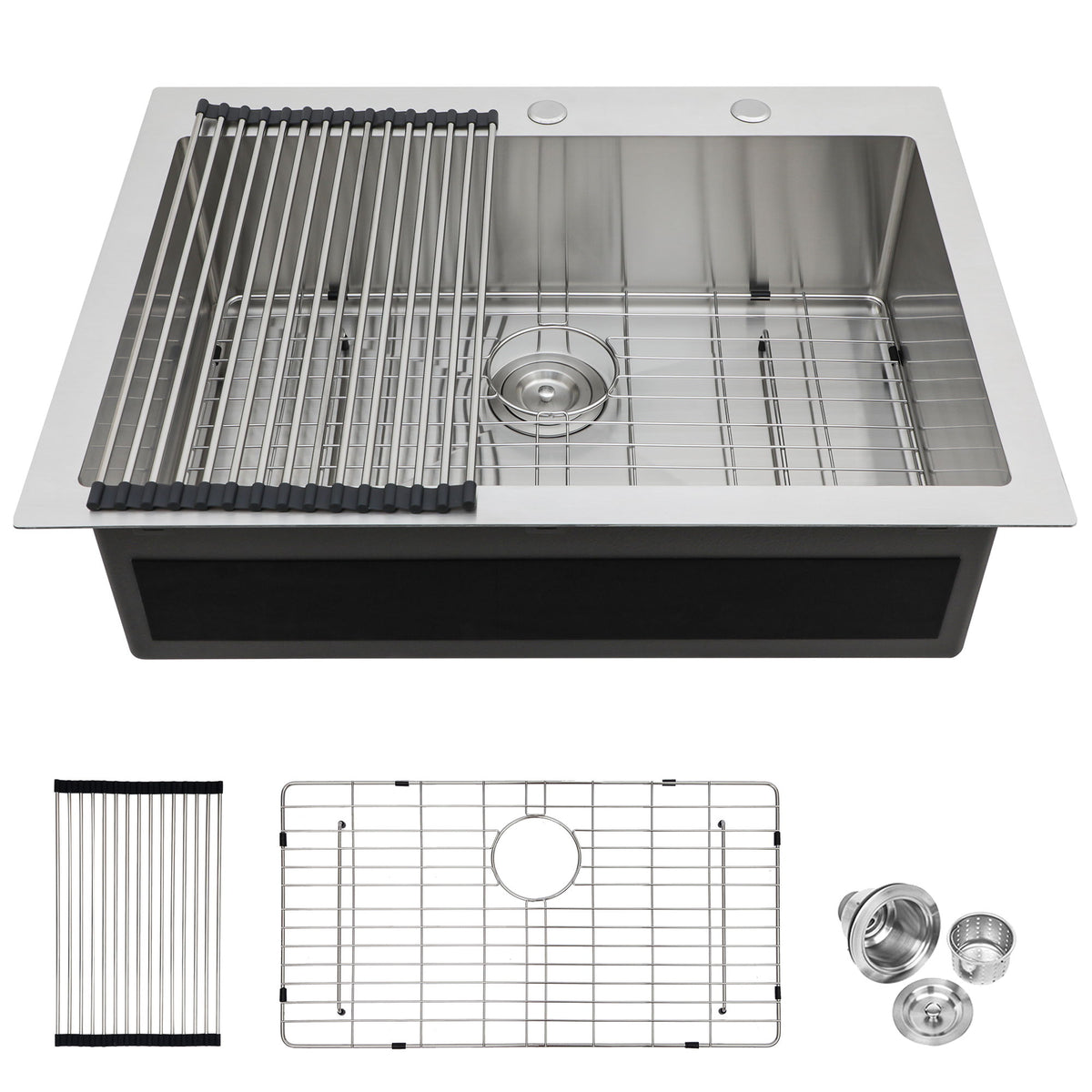 Kitchen Sink Drop In, Stainless Steel Single Bowl, Topmount