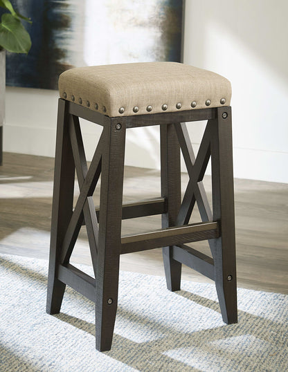 Yosemite - Solid Wood Upholstered Bar Stool - Beige / Cafe
