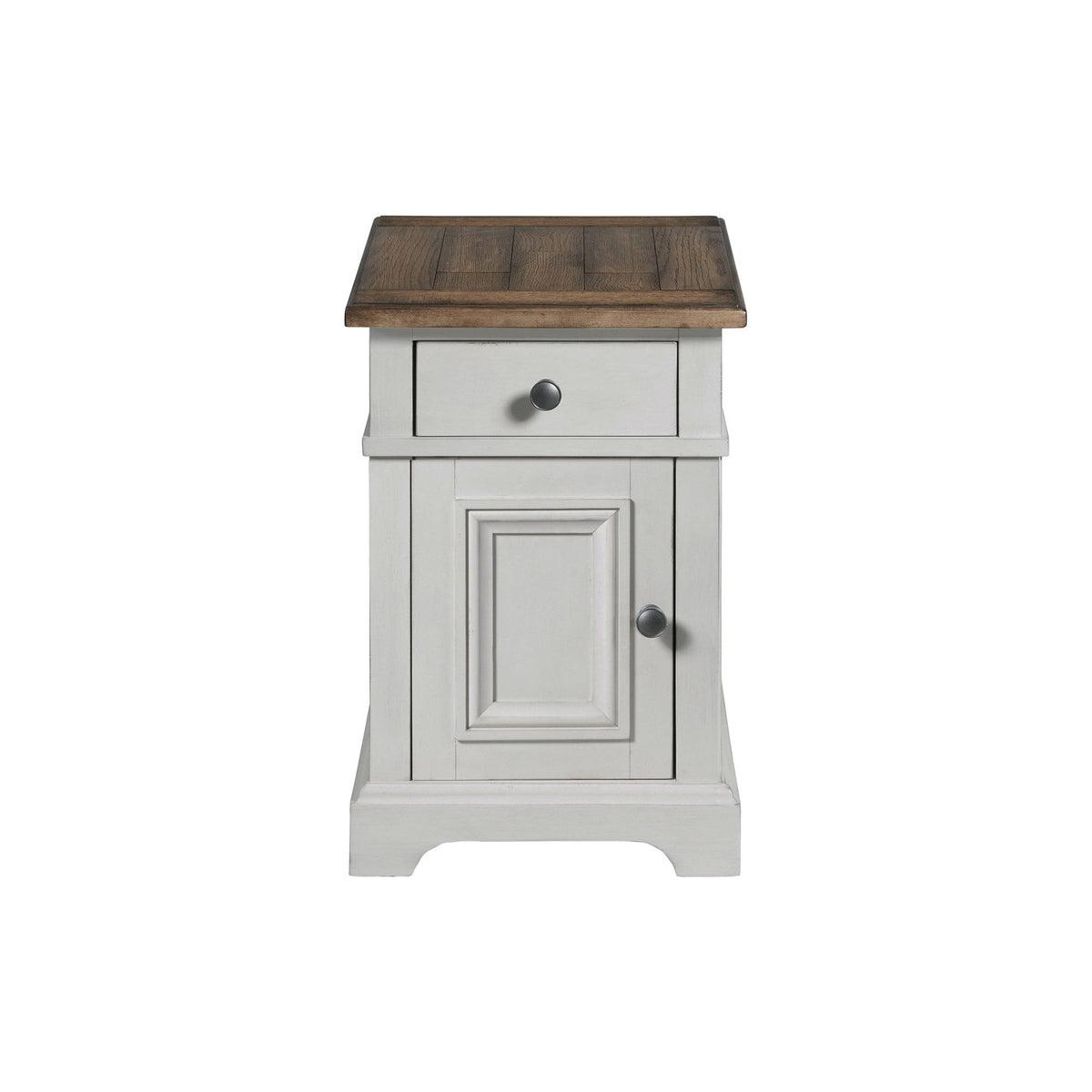 Drake - Chairside Table - Rustic White / French Oak