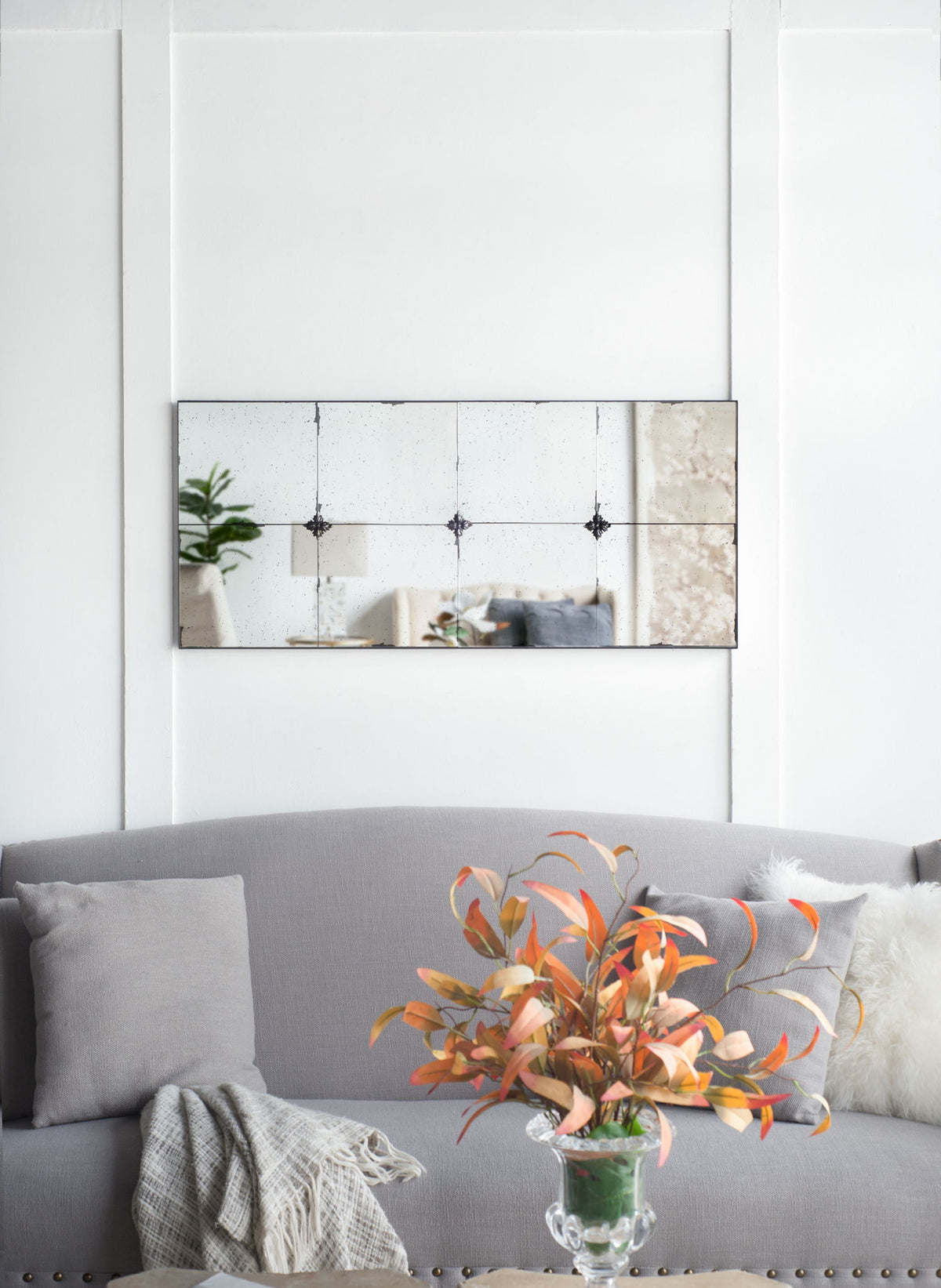 Traditional Decor Style Antique Glass Panel Mirror, Wall Mirror For Bathroom Entryway Console Lean Against Wall
