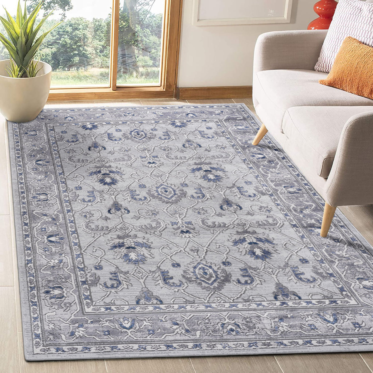 Marfi - 6' X 9' Oriental Area Rug - Gray / Blue