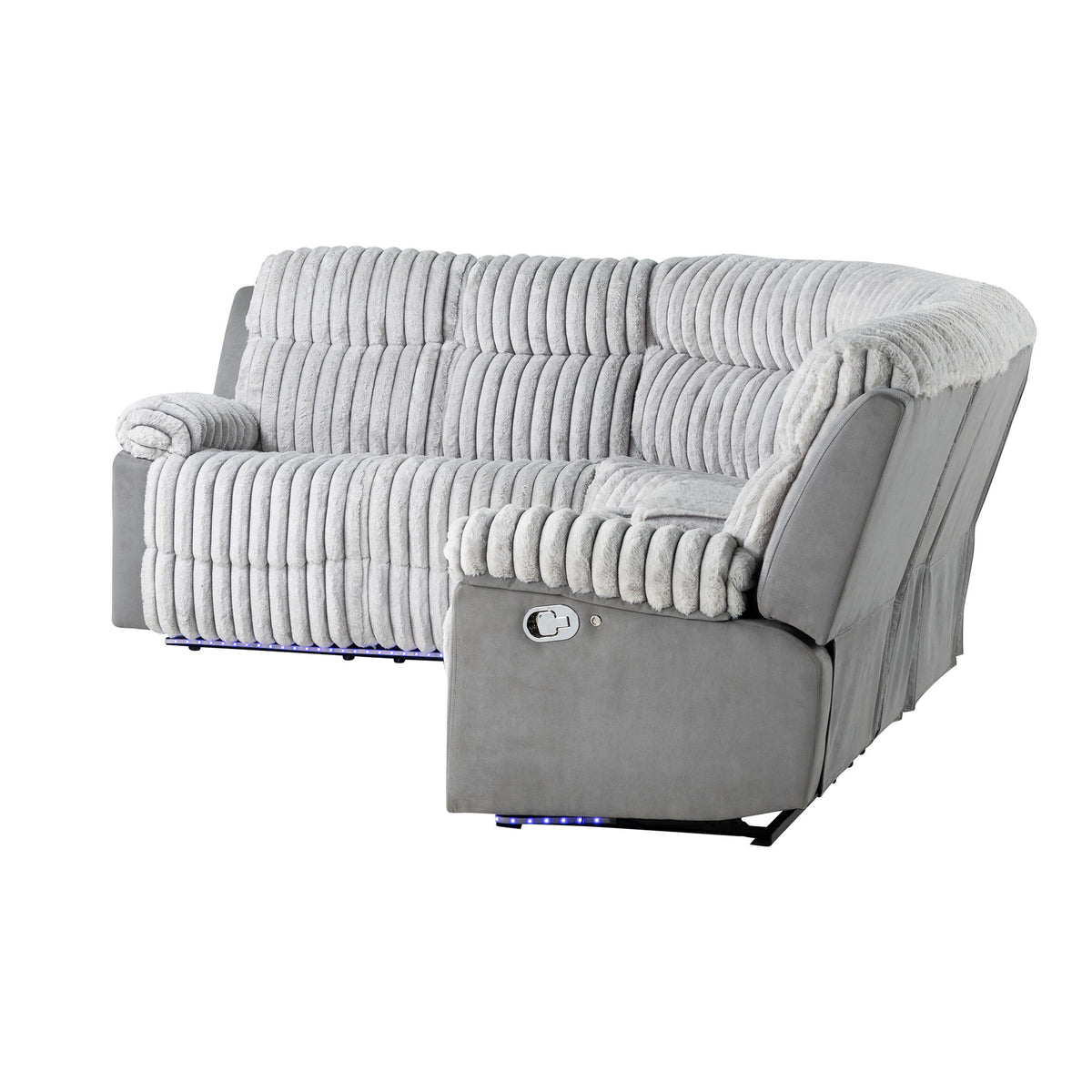 Bruni - Sectional Sofa With LED Lighting And Manual Recline - Gray