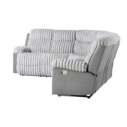 Bruni - Sectional Sofa With LED Lighting And Manual Recline - Gray
