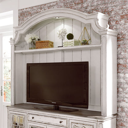 Magnolia Manor - Arched Entertainment Hutch - Antique White