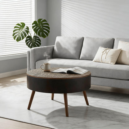 Round Coffee Table With Storage Function For Living Rooms