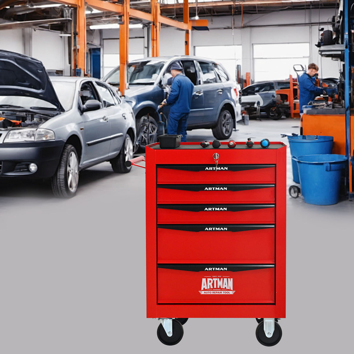 Rolling Metal Tool Chest With Drawers, Steel Storage Cabinet With Ball Bearing Slides