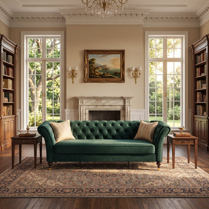Chesterfield Sofa, 3 Seat Couch With Deep Button Tufted Back, Rolled Arms