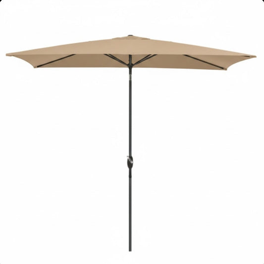 Rectangular Patio Umbrella With Crank Tilt, Polyester UV-Resistant Canopy