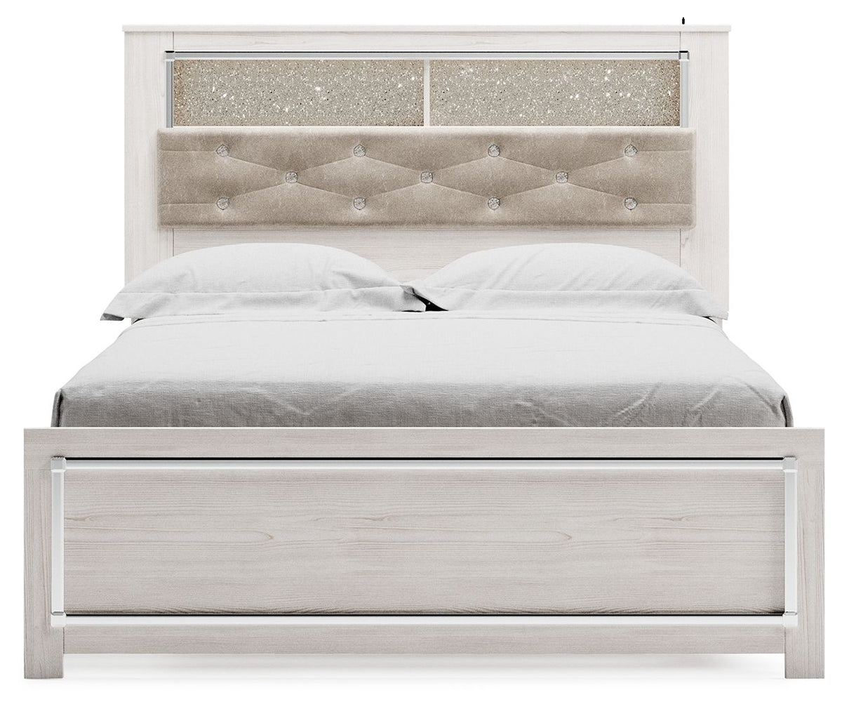 Altyra - Queen Panel Bookcase Bed With Roll Slats - White