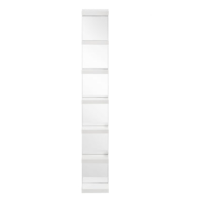 Glam Open Shelving Rack With Mirrored Back For Living Room - Cream / White